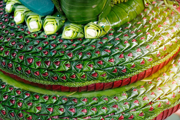 Sculpture of banana leaf / Artificial sculpture of banana leaf, beautiful decoration prepare for festival.