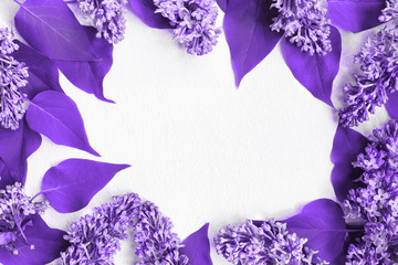 Frame background of foliage in trendy stylish color ultraviolet