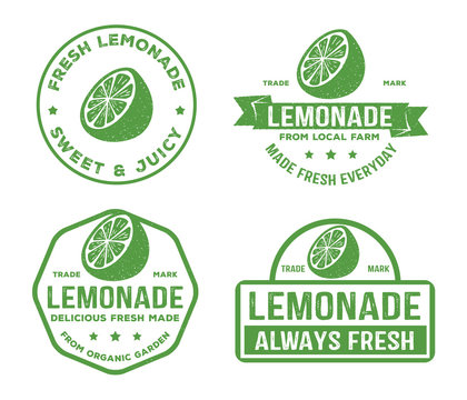 vector design badge, label, logo pack of lemonade beverage, lemon syrup, lemon juice, made fresh and sweet