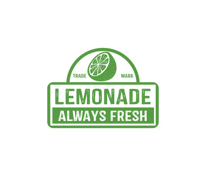 vector design badge, label, logo of lemonade beverage, lemon syrup, lemon juice, made fresh and sweet,