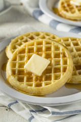 Brown Hot Freezer Waffles with Butter