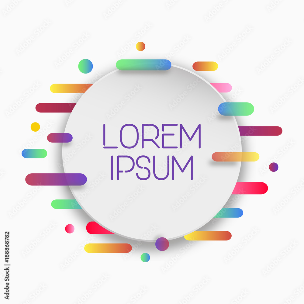 Aufkleber banner with colorful rounded gradient horizontal lines. circle frame with trendy neon stripes and sh