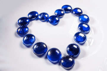 Valentine's heart from glowing gems sapphire color