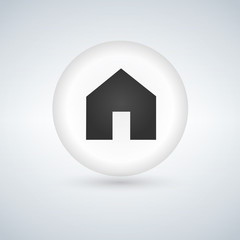 Basic web home icon, white glossy circle button