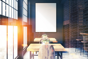 Black and brick bar interior poster close up toned