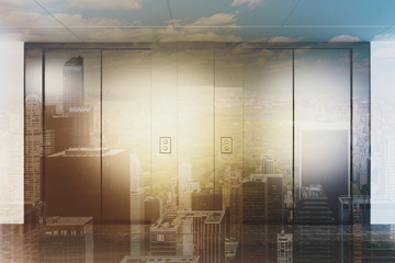 Obraz na płótnie Canvas Elevator hall in a modern office toned