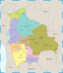Bolivia Map - Detailed Vector Illustration