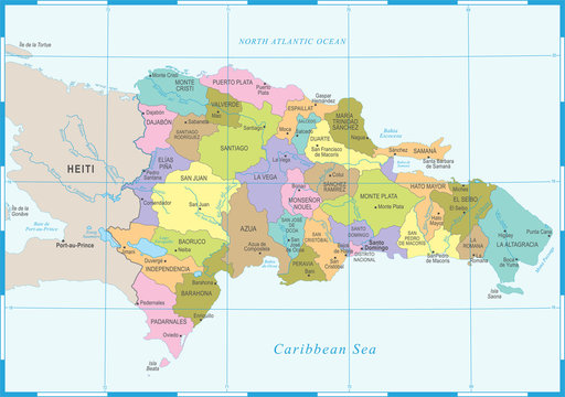 Dominican Republic Map - Detailed Vector Illustration