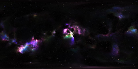 Deep space, stars and nebula. Spherical environment HDRI map, 360 degrees panorama, equirectangular projection 