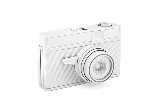 Vintage white photo camera with clipping path 