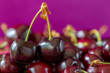 Cherry background, macro, ripe berries