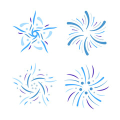 Blue flowers set. Creative floral icons and logos design. Template outline symbols vector illustration