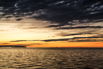 Warm Sunset on the Ocean Coast