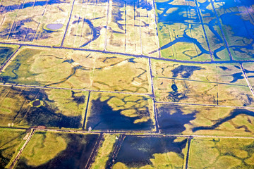 salt marsh and river aerial view