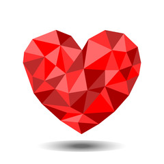 Naklejka na ściany i meble Red heart low polygonal