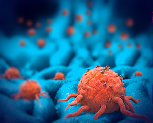 Cancer cells, 3d illustration
