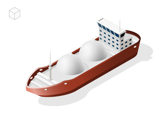 Isometric High Quality City Element on White Background . Oil Tanker Ship
