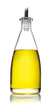 Glass bottle of olive oil