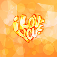 Big heart with lettering - I love you, typography poster for Valentines Day, cards, prints.