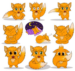 Set of anime fox