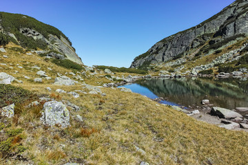 Fototapeta na wymiar Amazing landscape with mountain lake, Rila Mountain, Bulgaria