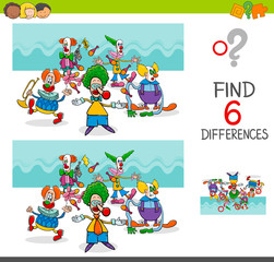 Obraz na płótnie Canvas find differences with funny clown characters