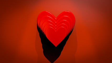 Stacked Valentine's Hearts Against A Wall