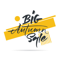 Sale tag Big Autumn sale. Black and yellow. 