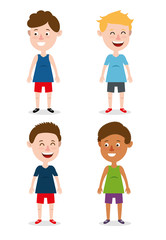 group of happy kids characters vector illustration design