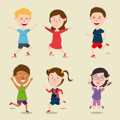 group of happy kids characters vector illustration design