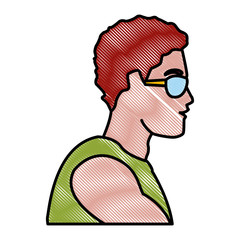 Man head with sunglasses icon vector illustration graphic design
