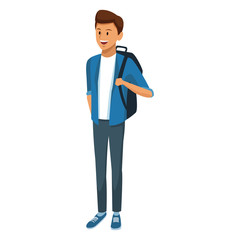 Young man student cartoon icon vector illustration graphic design