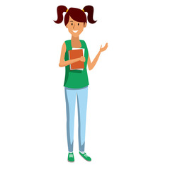 Young woman student cartoon icon vector illustration graphic design