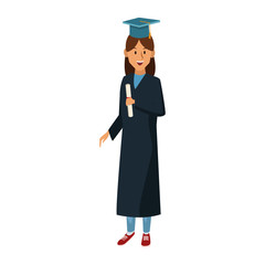 Student woman with graduation gown icon vector illustration graphic design