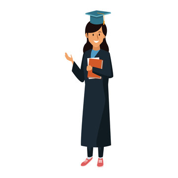 Student woman with graduation gown icon vector illustration graphic design