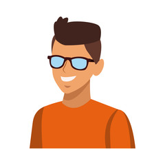 Young man with sunglasses cartoon icon vector illustration graphic design