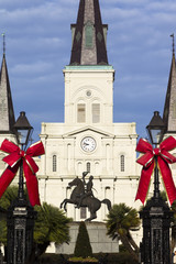 Jackson Statue and St. Louis Cathedral at Jackson Square, New Orleans