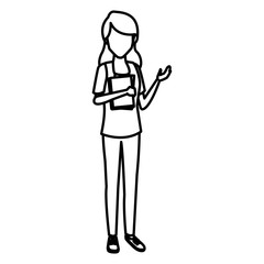 Young woman student cartoon icon vector illustration graphic design