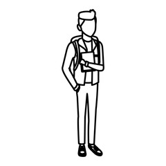 Young man student cartoon icon vector illustration graphic design