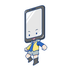 Cartoon character of mobile phone.