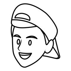 Young man face cartoon icon vector illustration graphic design