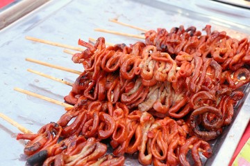 grilled chicken intestine at street food