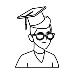 Student man with graduation hat icon vector illustration graphic design