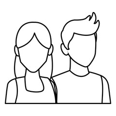 Young couple avatar icon vector illustration graphic design
