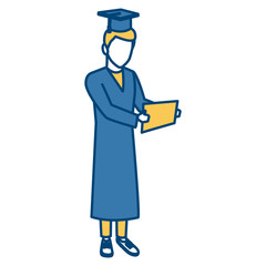 Young man student with graduation gown icon vector illustration graphic design
