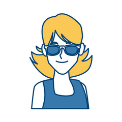 Young woman with sunglasses icon vector illustration graphic design