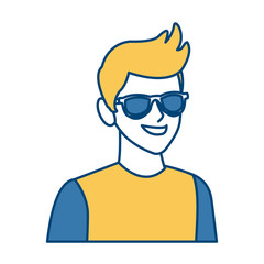Young man with sunglasses cartoon icon vector illustration graphic design