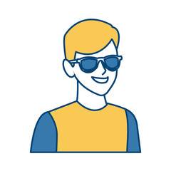 Young man with sunglasses cartoon icon vector illustration graphic design