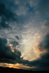 colorful dramatic sky with cloud at sunset