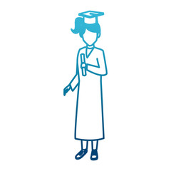 Student woman with graduation gown icon vector illustration graphic design